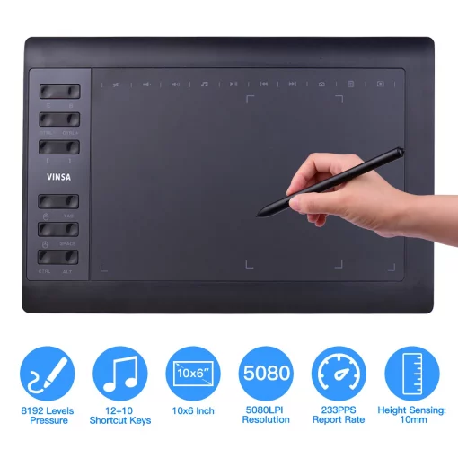 10×6 inch professional graphics drawing tablet 12 express keys with for windows mac for painting designing