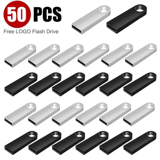 50pcs usb 2 0 flash drives metal 64gb free logo black 32gb pen drive 16gb memory