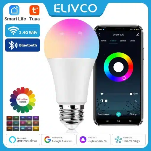 tuya smart bulb e27 wifi bluetooth dimmable led light bulb rgbcw 100 240v smart life app