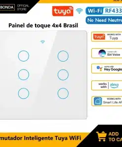 Tuya Wifi Smart Touch Switch Light Brazil 4 4 No Neutral Wire 4 6 Gang Rf433