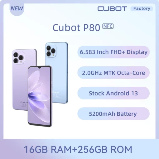 cubot p80 android 13 smartphone global version 6 583 inch fhd 8gb 256gb nfc 48mp camera