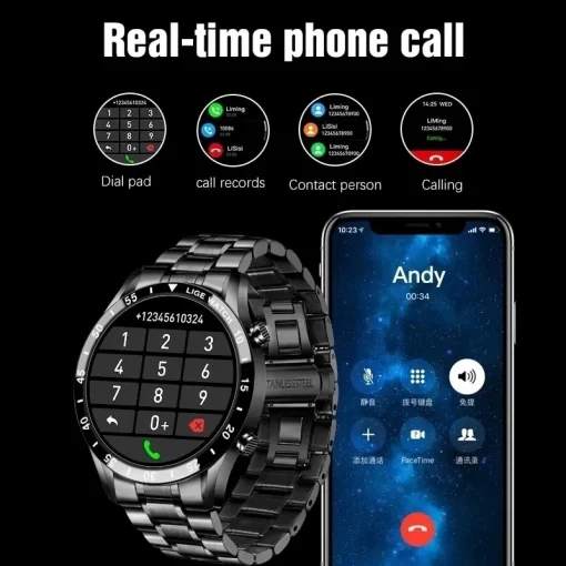 lige 2023 smart watch men full circle touch screen bluetooth call men smartwatch waterproof sport activity 1