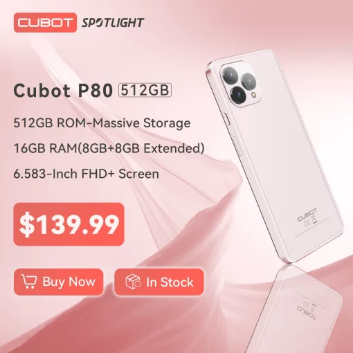 world premiere cubot p80 512gb 16gb ram global version smartphone android 13 6 583 fhd
